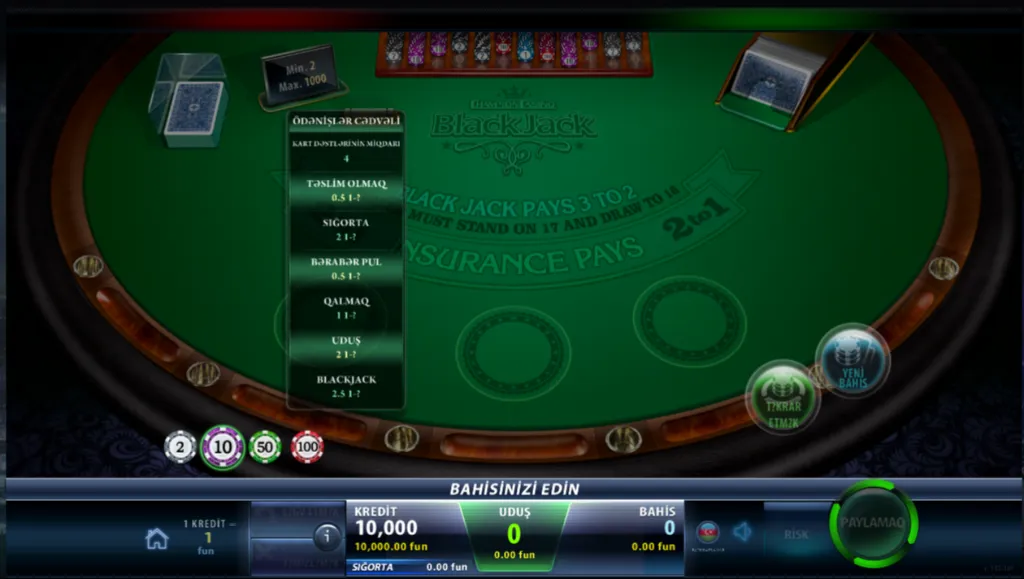 Oynamağa necə başlamaq olar Black Jack